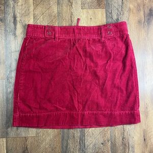 LOFT Red Corduroy Pencil Skirt